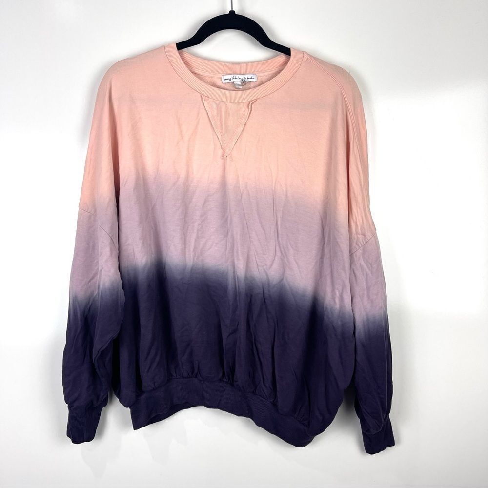 Young Fabulous & Broke Ombre Sweater Pink Purple Long Sleeve Women’s M Cozy Chic